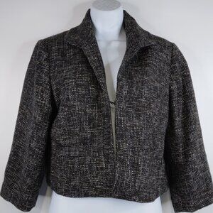 Allegory Anthropologie Wool Blend Black and Ivory Cropped Jacket Size 4